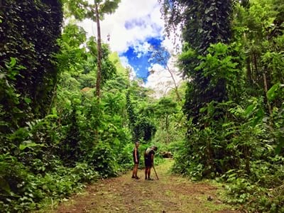 Hiking trekking trek trail walk mountain valley Fautaua Loti waterfall Fachoda Tahiti French Polynesia